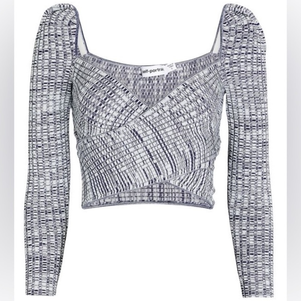 Self-Portrait Black and White Textured Top